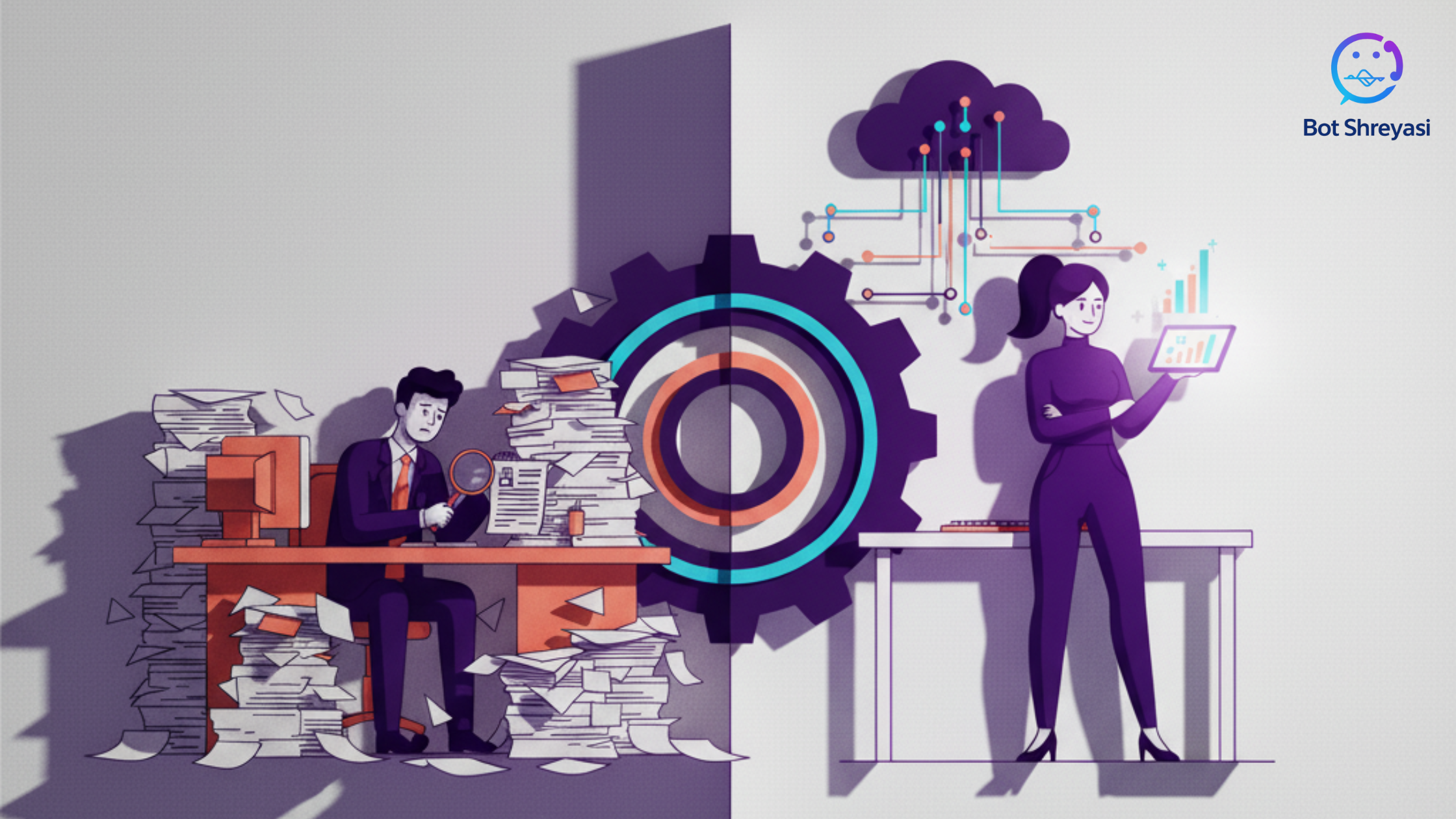 An illustration showing the recruitment process outsourcing vs traditional hiring