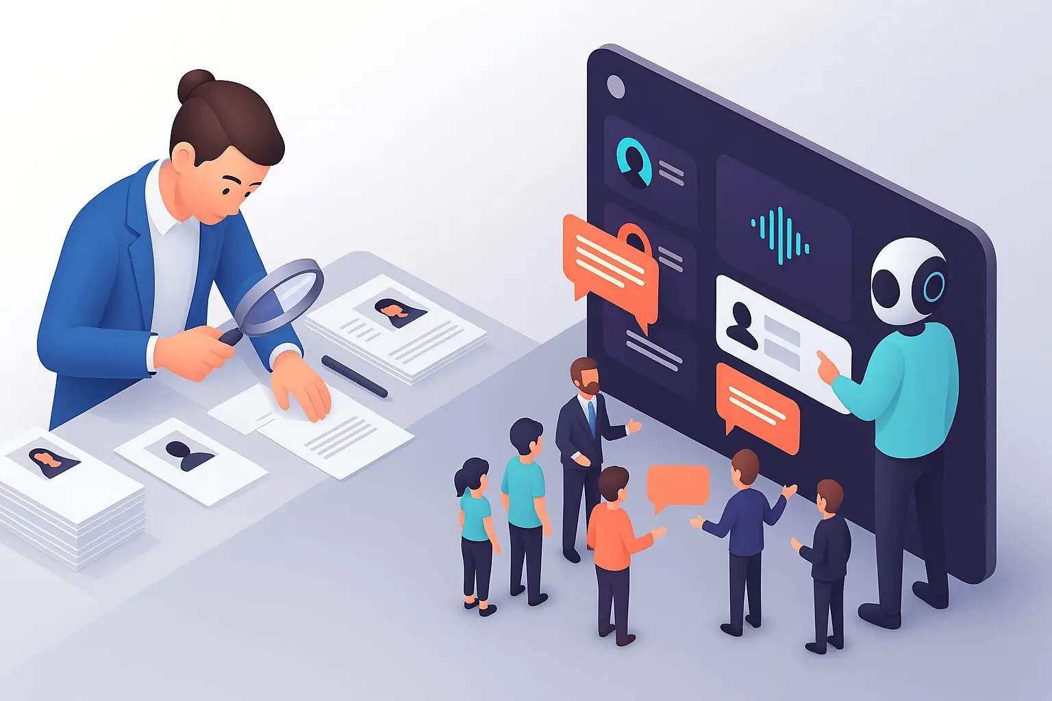 the image is an illustration of resume matchmaking y recruitment automation tools for automated hiring